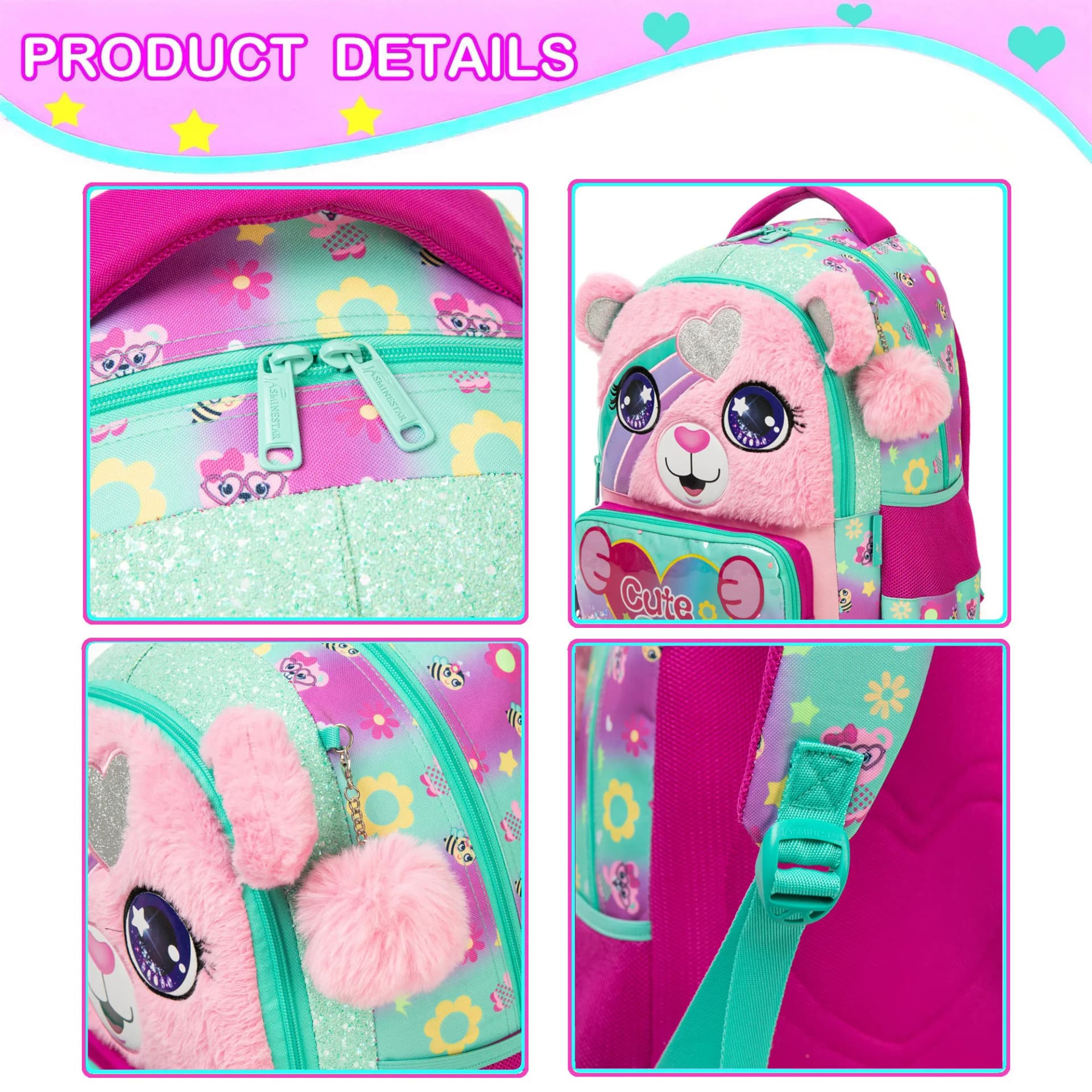 Girls School Backpack with Lunch Tote Set