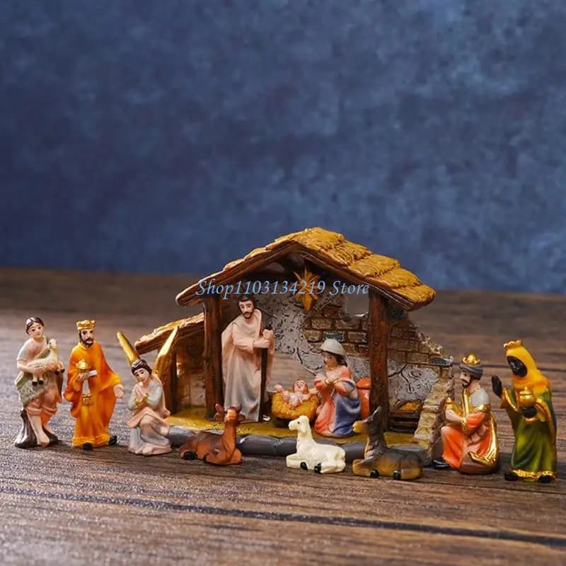 Nativity Set Holy Family Figurines with Stable