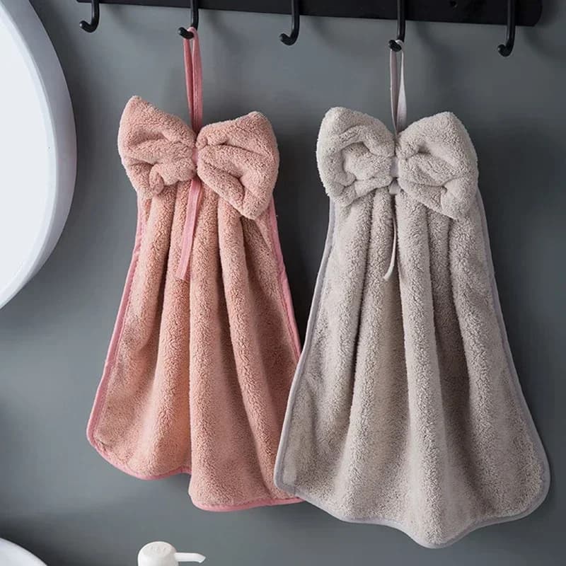 Bowknot Coral Fleece Hand Towels