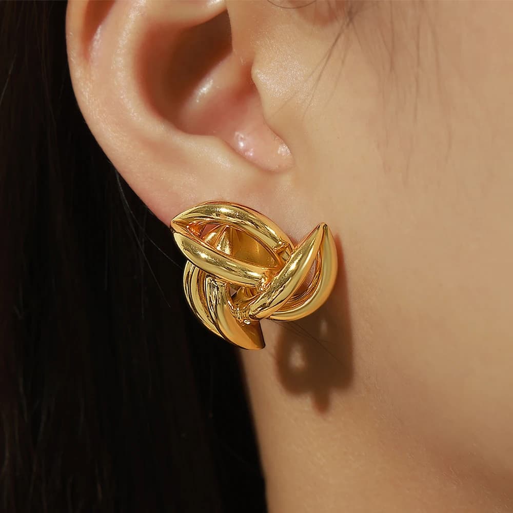 Small Metal Knot Twist Stud Earrings
