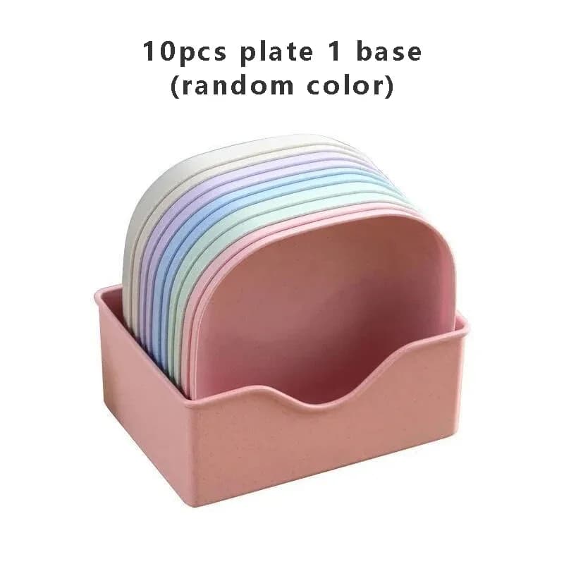 Square Plastic Dinner Plates with Storage Box