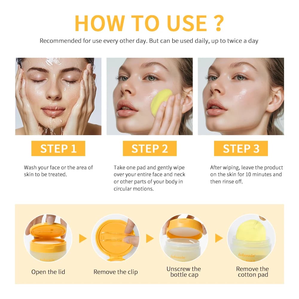 Kojic Acid And Turmeric Cleansing Pad Exfoliate Lighten Acne Scars Unclog Pores Turmeric Cleansing Pad Dark Spots With  Glycerol