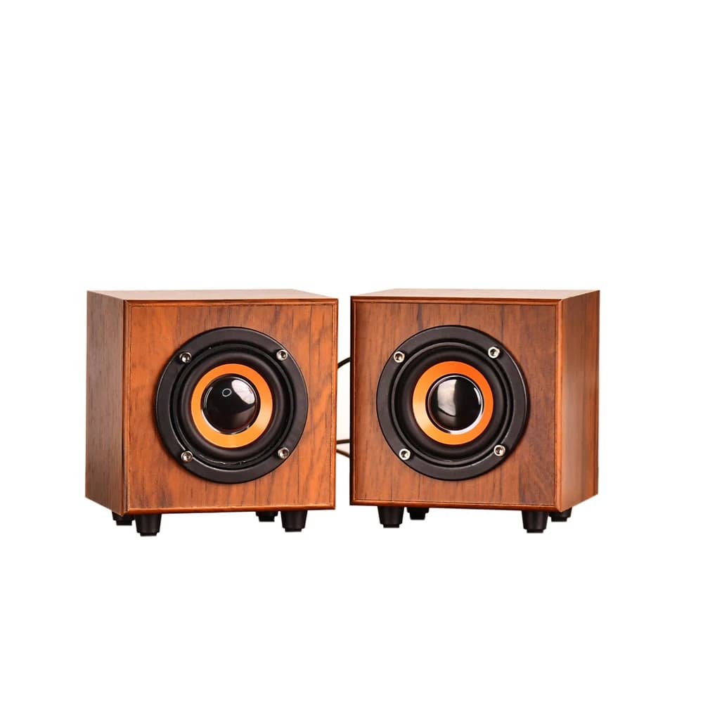 Walnut Wood Desktop Stereo Speaker