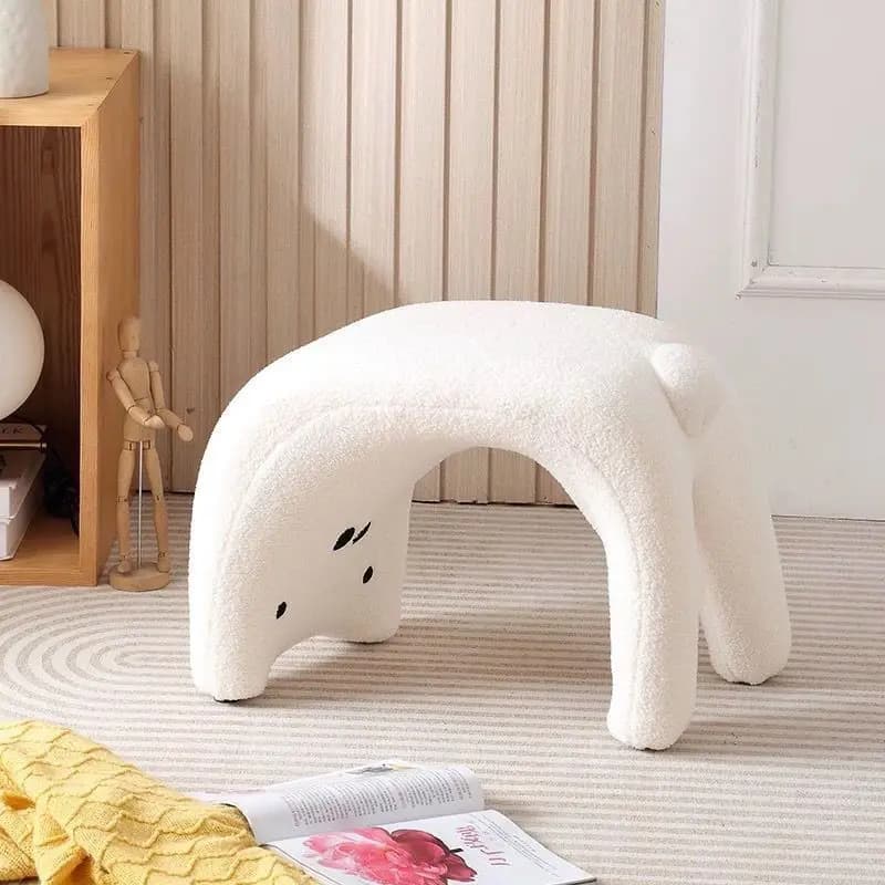 Cute Cat Cartoon Upholstered Footstool