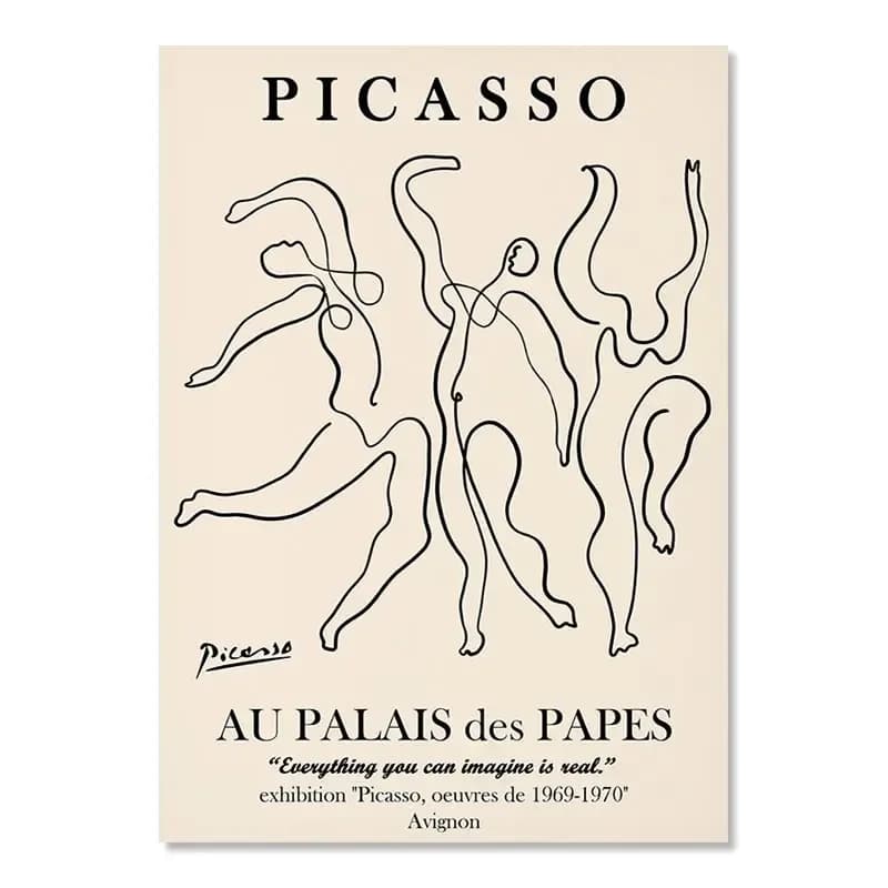Picasso Abstract Black and White Line Art Print
