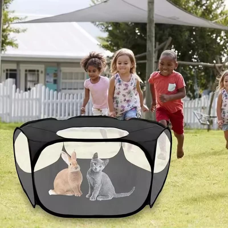 Portable Transparent Foldable Pet Playpen Tent Small Animal Cage Indoor Outdoor Kennel For Puppy Cat Hamster Rabbit Guinea Pig