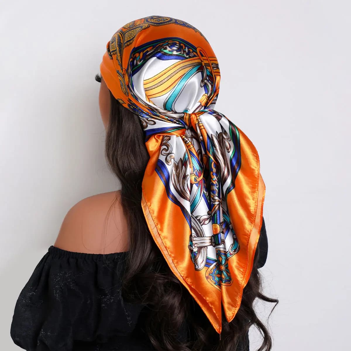 Head Scarf Women Luxury Brand Square Silk Foulard Satin Bandana Sun protection Soft Neckerchief Hijab Hair Scarves For Ladies