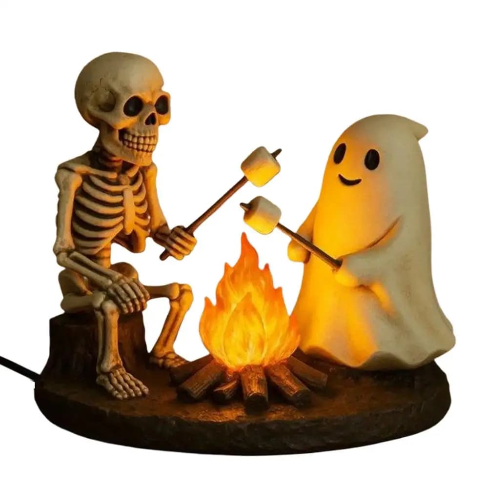 Halloween Skeleton and Ghost Flickering Lamp