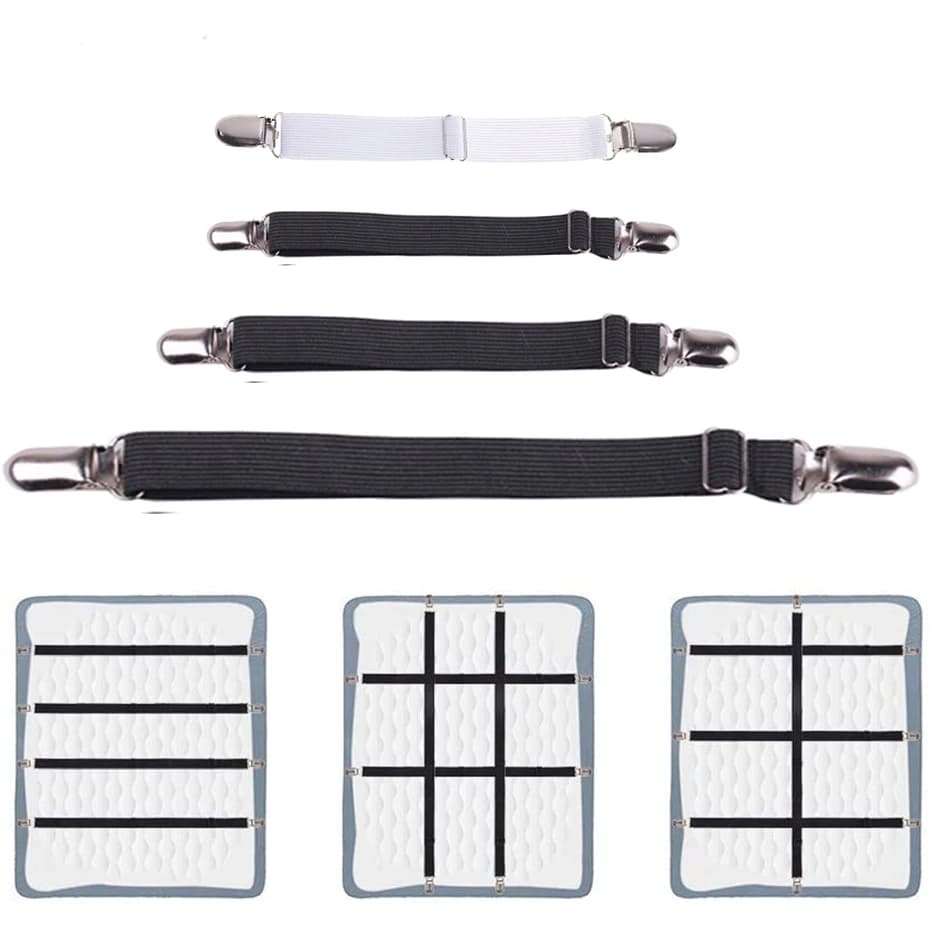 Bed Sheet Grippers with Elastic Straps