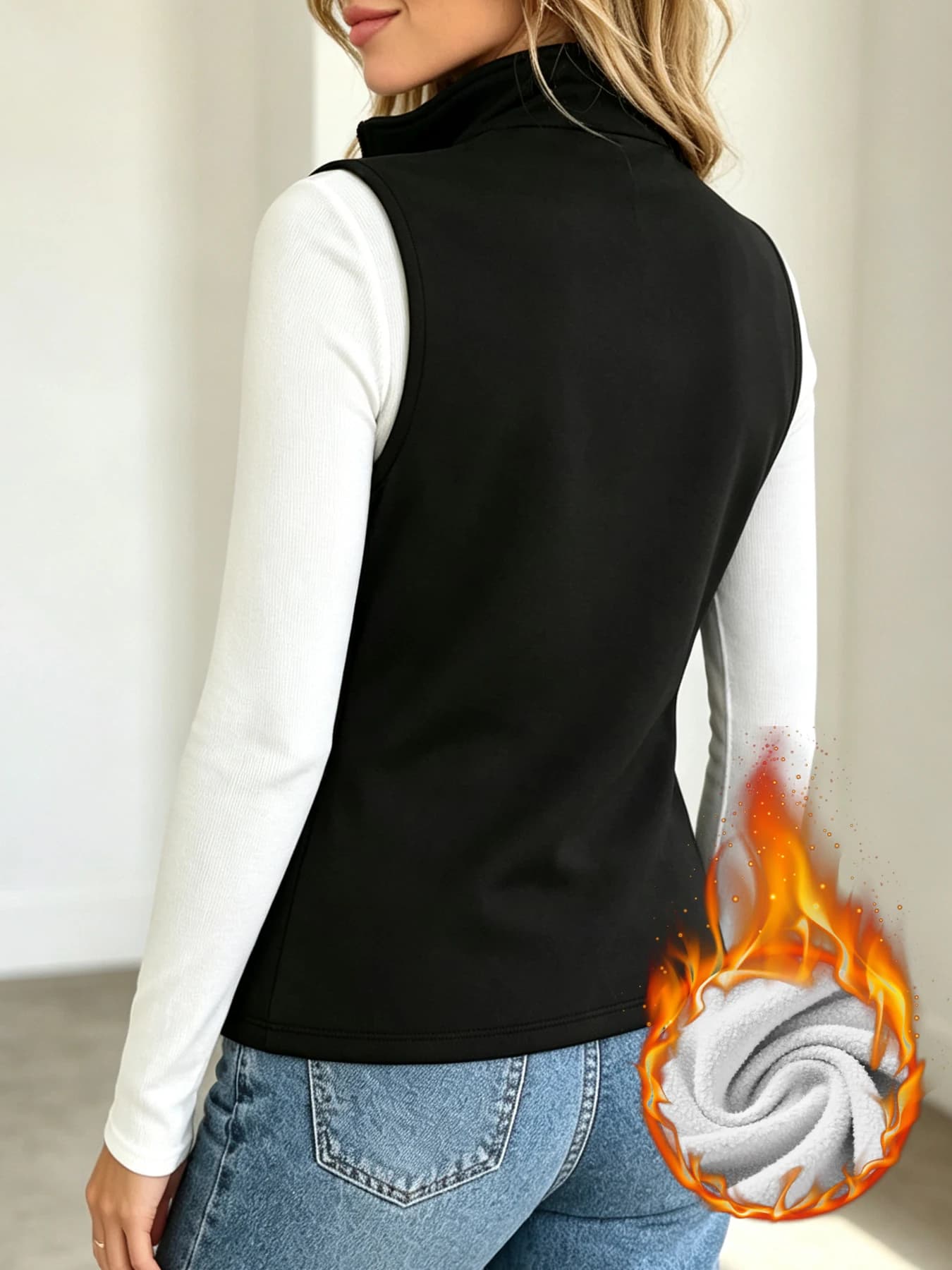 Women's Fleece Vest with Stand Collar
