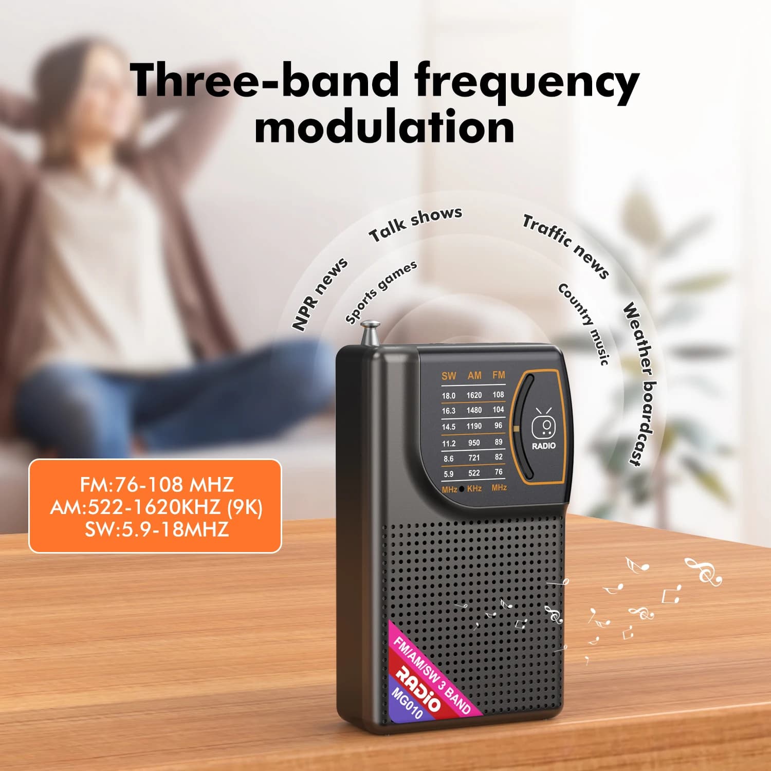 Portable AM/FM/SW Radio with Big Speaker
