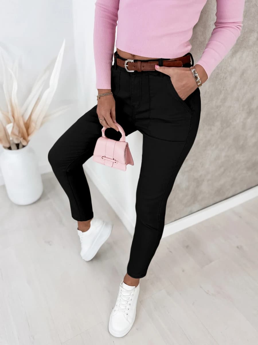 Women's High Waist Black Slim Pencil Pants