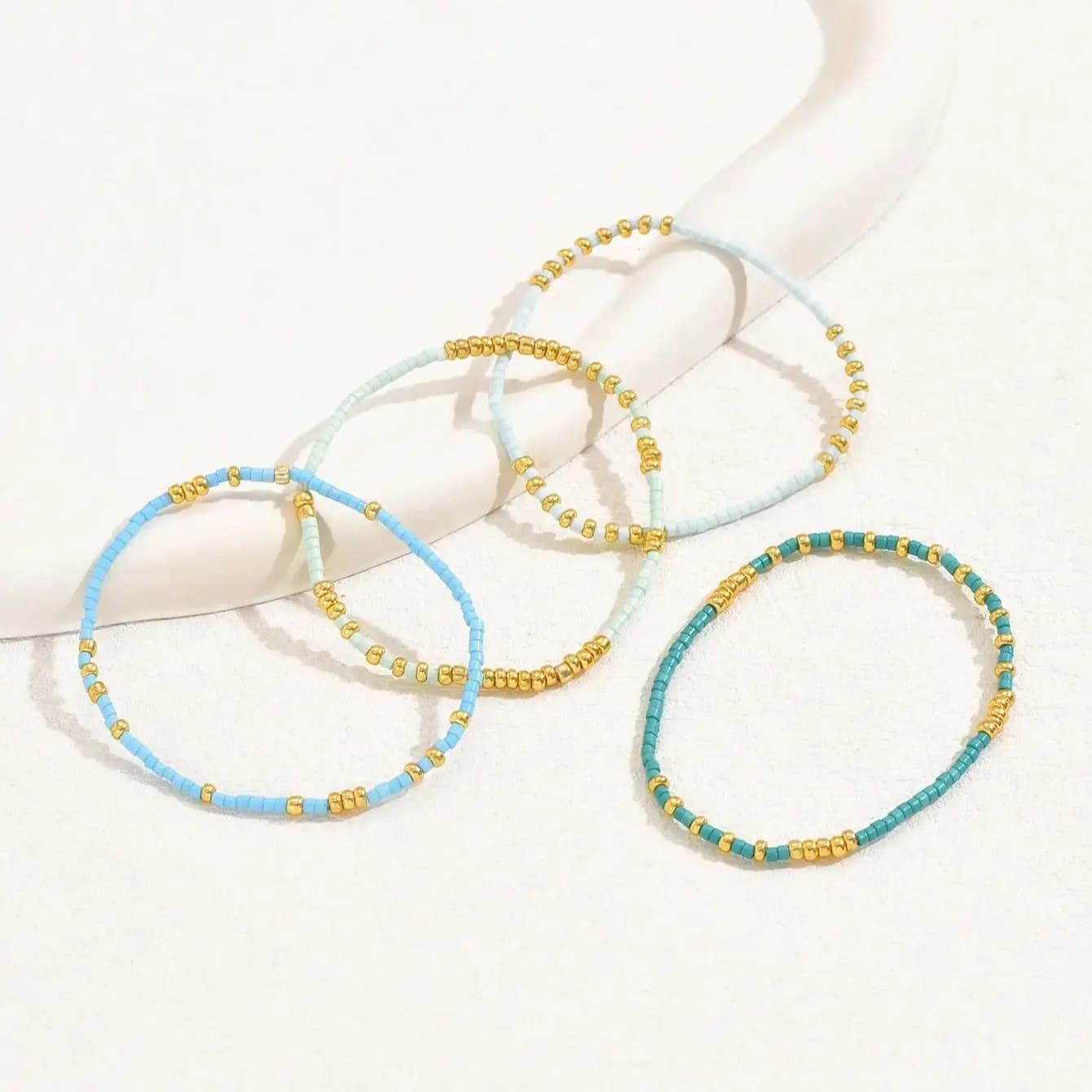 Turquoise Seedbead Stretch Bracelet Set