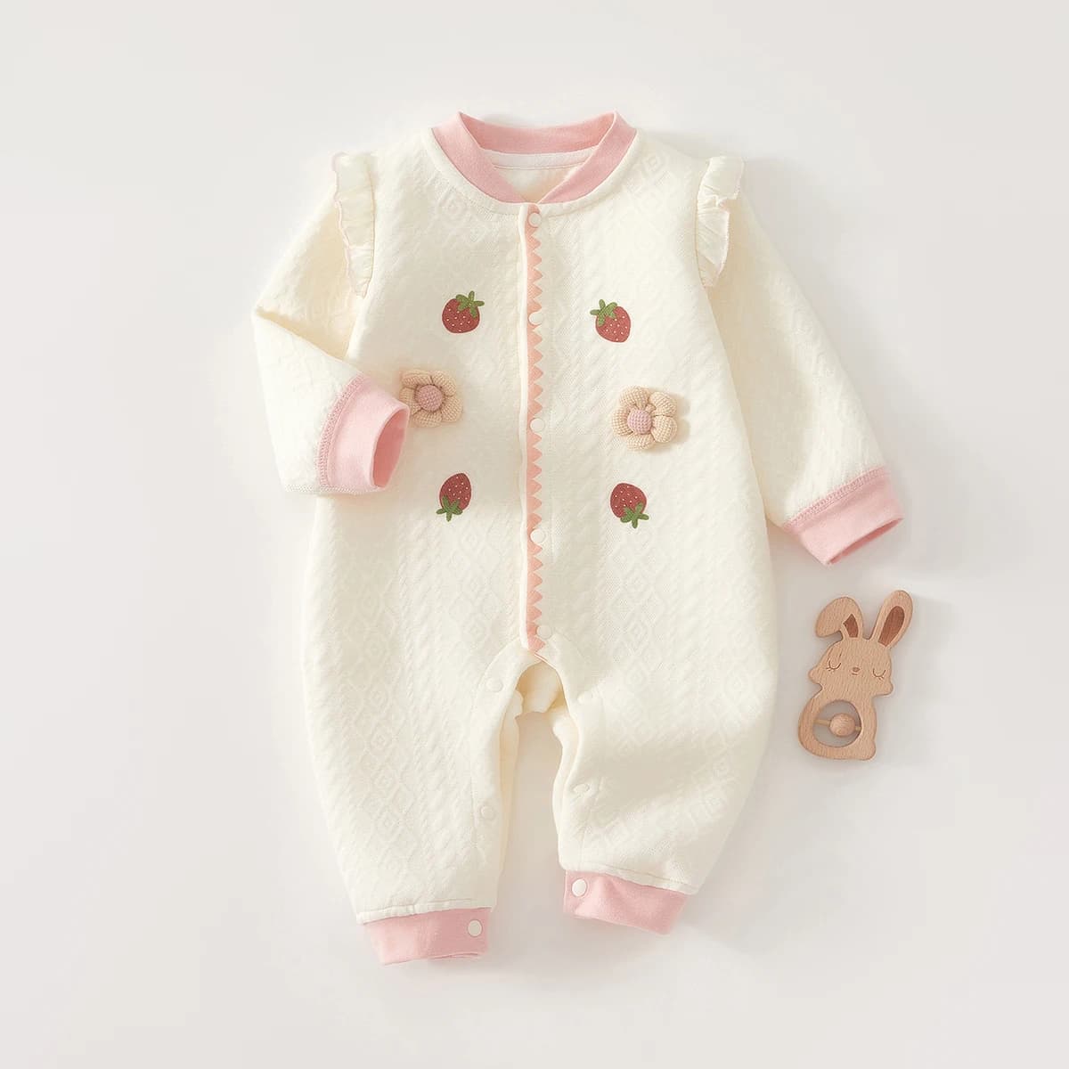 Baby Clothes for Autumn, Class A, Baby Girl Full-Month Outfit, One-Piece Romper, Baby Thermal Silk-Lined Newborn Bodysuit