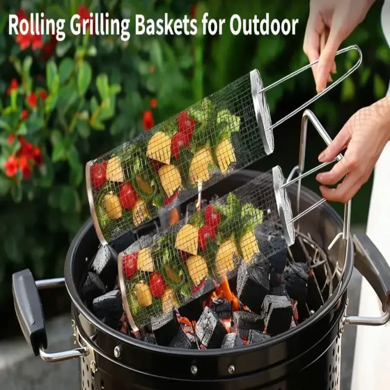 Cylindrical BBQ Grill Basket