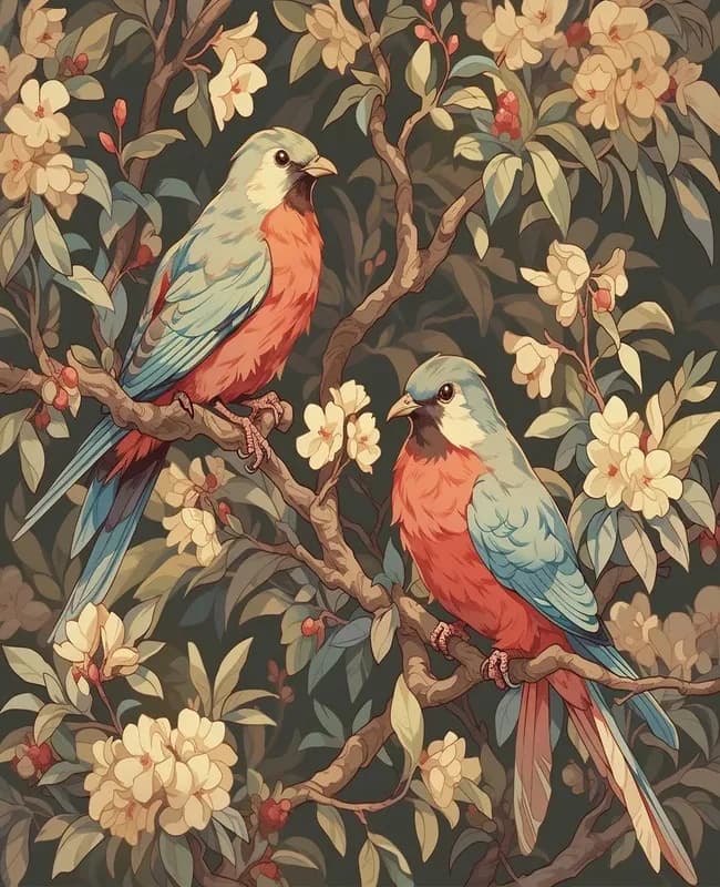 Paint By Numbers Bird Illustration Art Kit