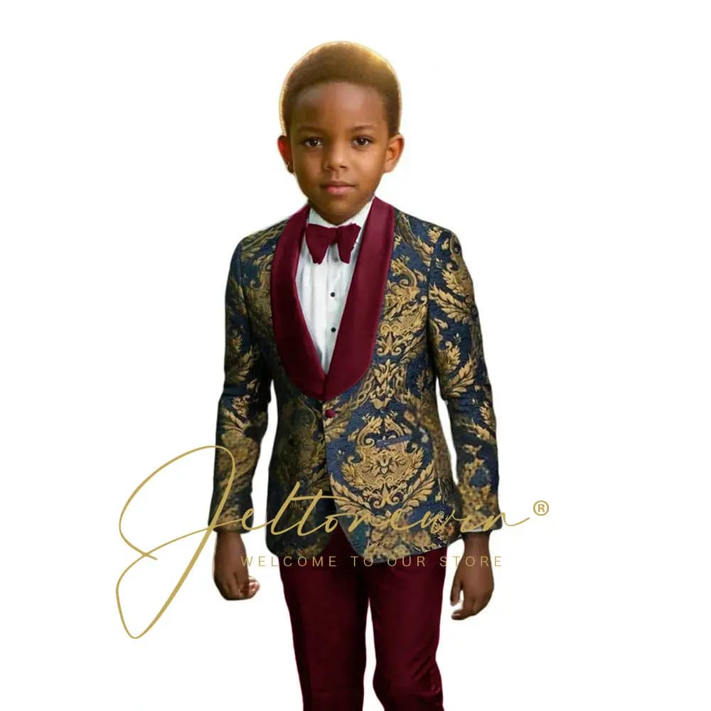 Navy Floral Boys Suit Set – 2 Pieces