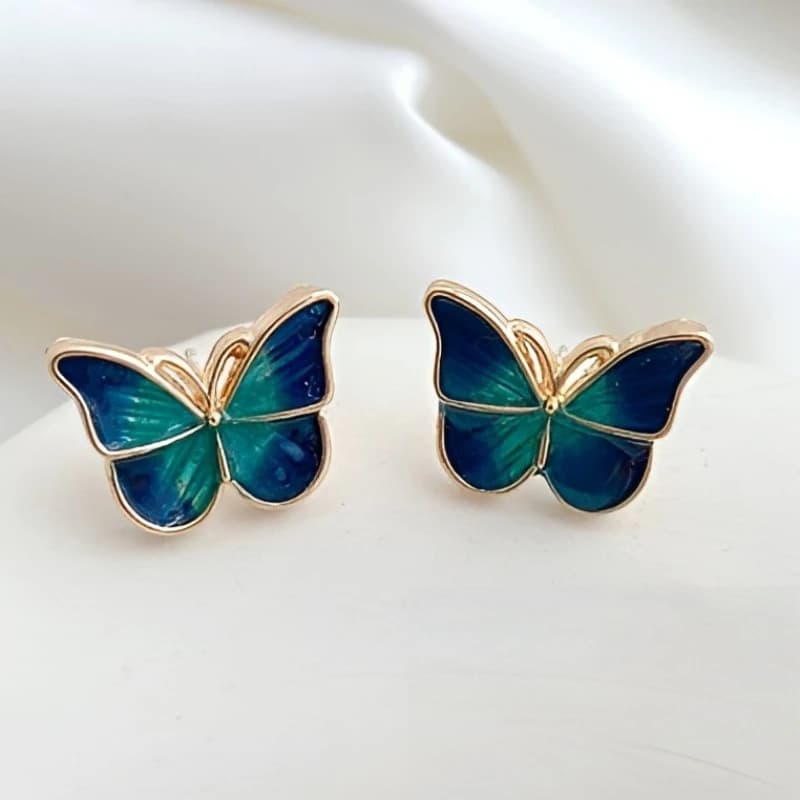 Enamel Butterfly Stud Earrings
