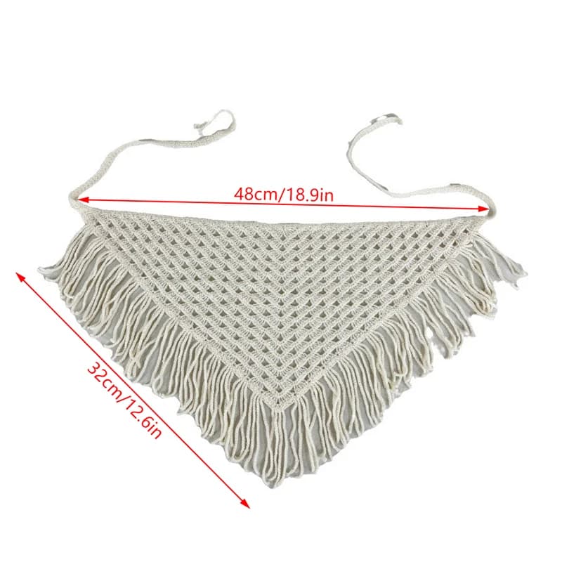 Bohemian Hollow Triangle Headscarf with Tassel Belt