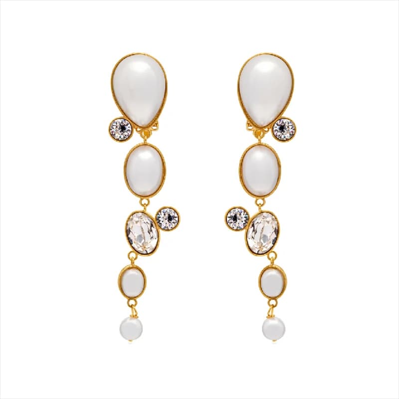 Pearl and Crystal Drop Clip-On Earrings