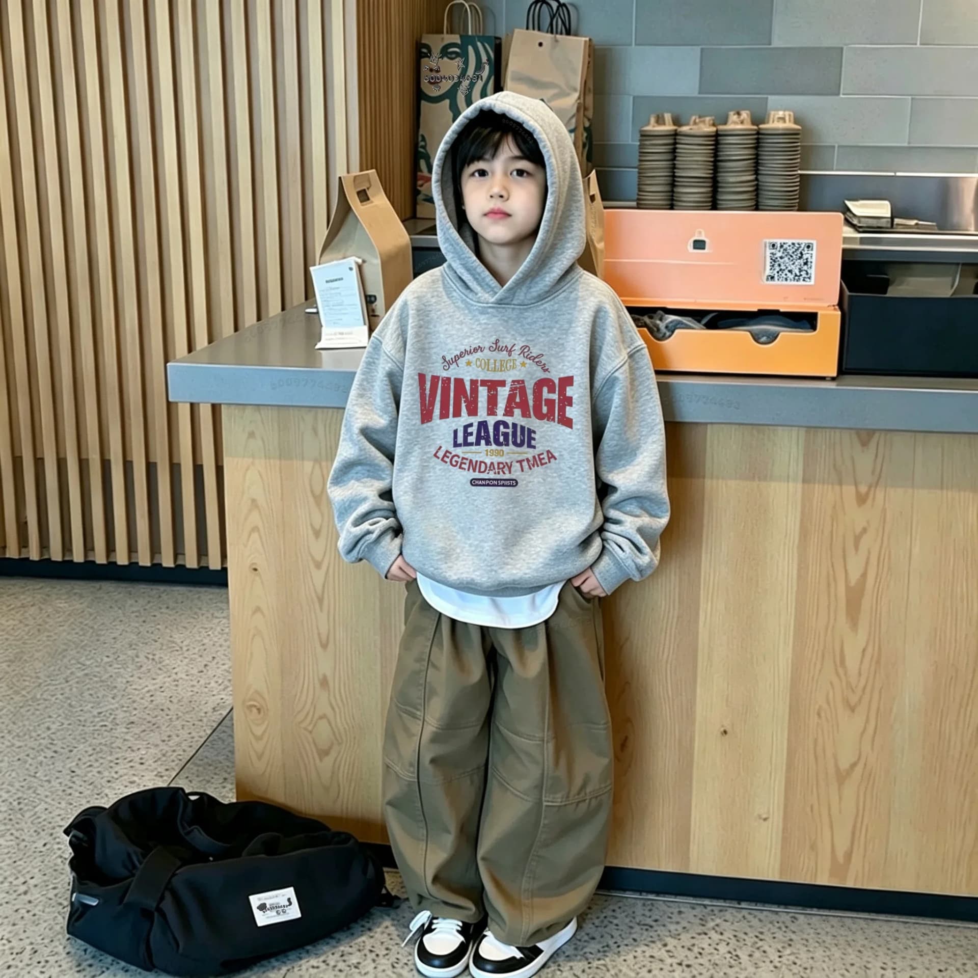 Kids' Retro Multicolor Letter Hoodie