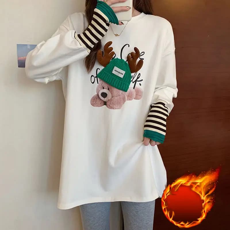 Long Sleeve Graphic Pullover Midi Top