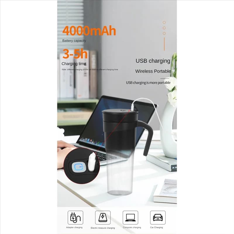 SOFT-Portable Personal Blender For Shakes And Smoothies Blender With 6 Blades USB Rechargeable Handle And Straw Lid Blender