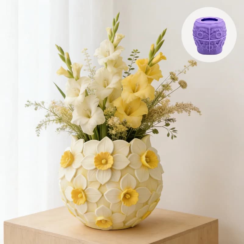 Daffodil-shaped silicone mold with exquisite texture; perfect for DIY fresh flower balls, flower pots, decorative ornaments, flo