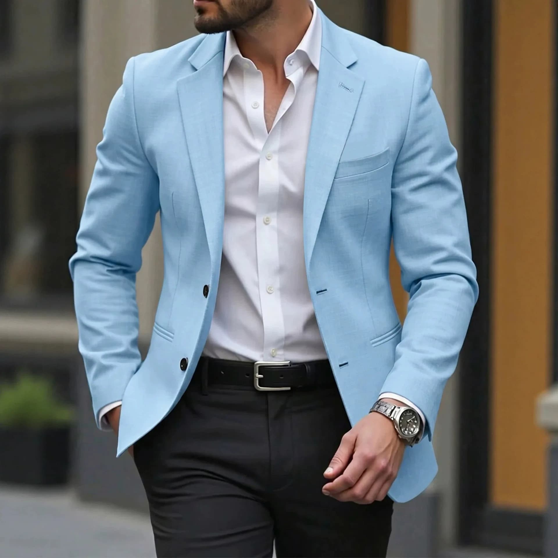 Men's Slim Fit Solid Color Blazer