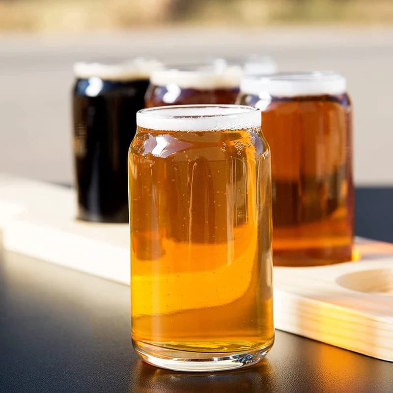 Can-Shaped Glass Cup Set, 4 Piece