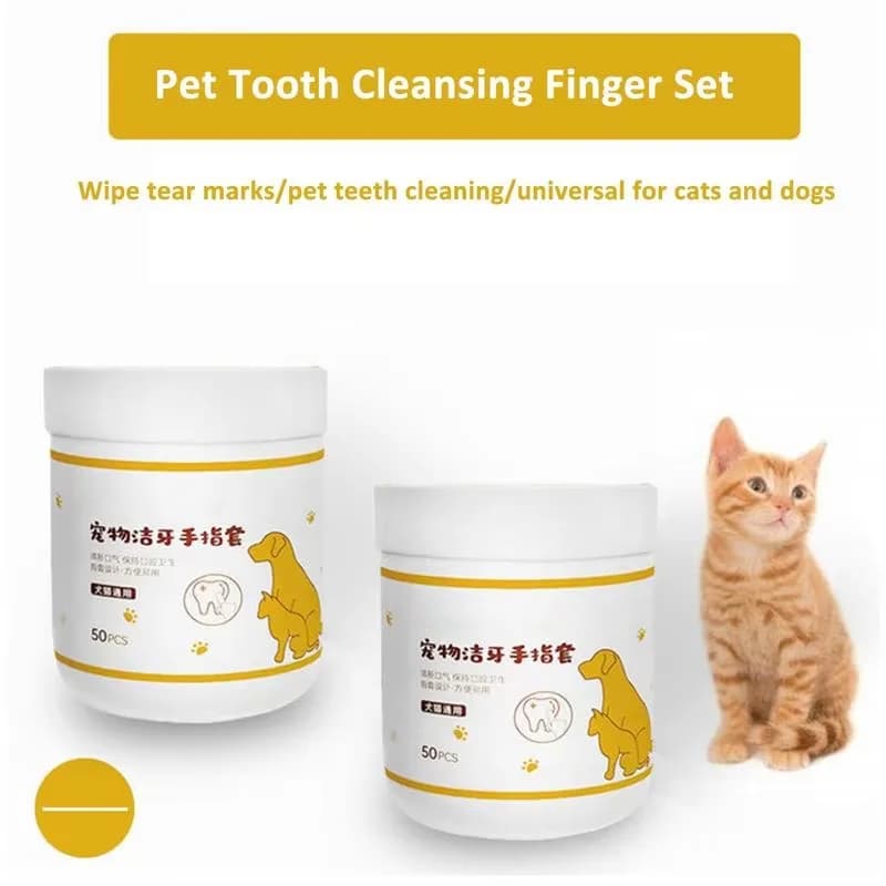 Pet Disposable Cleaning Wipes Dog Teeth Cleaning Finger Wipes Cat Ear and Eye Beauty Wipes Cat Hygiene and Beauty Products 50pcs