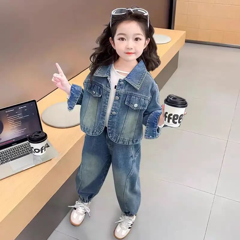Baby Girls Denim Jacket And Pants Set