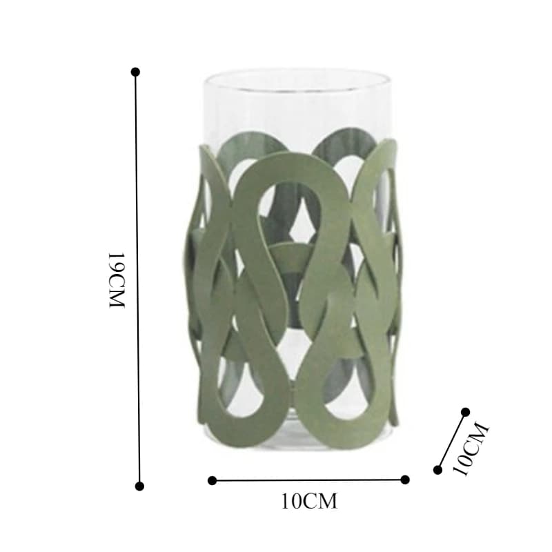 Glass Vase with Leather Weaving Accent