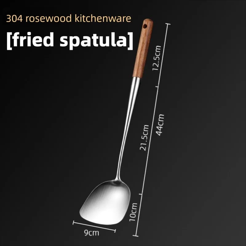 Stainless Steel Fish Frying Spatula with Wood Handle