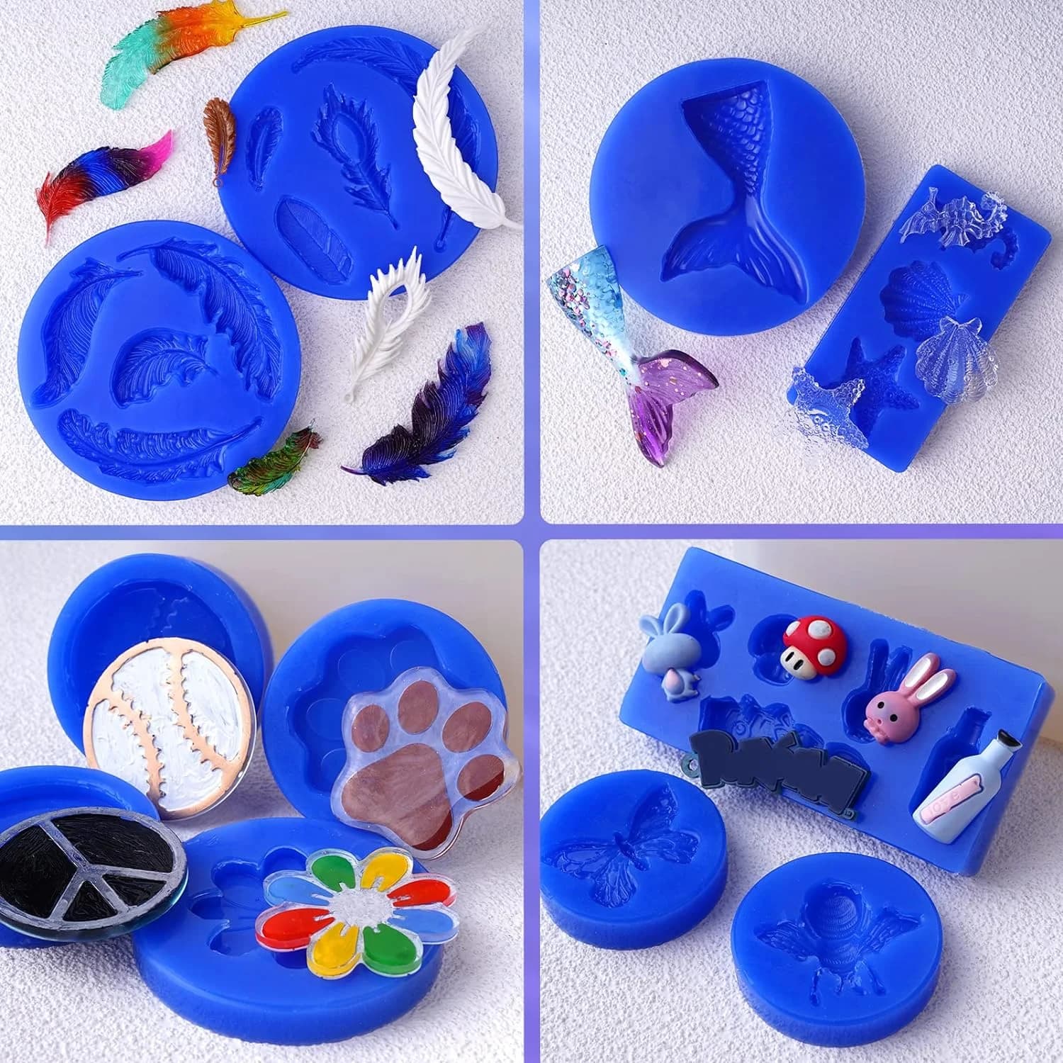 Silicone Mold Making Kit - Blue - Non-Toxic Liquid Mold Silicone - Super Elastic & Flexible, Ideal for 3D, Resin & DIY Silicone