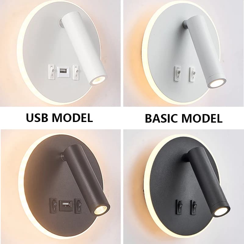 LED Bedside Wall Lamp with USB Port