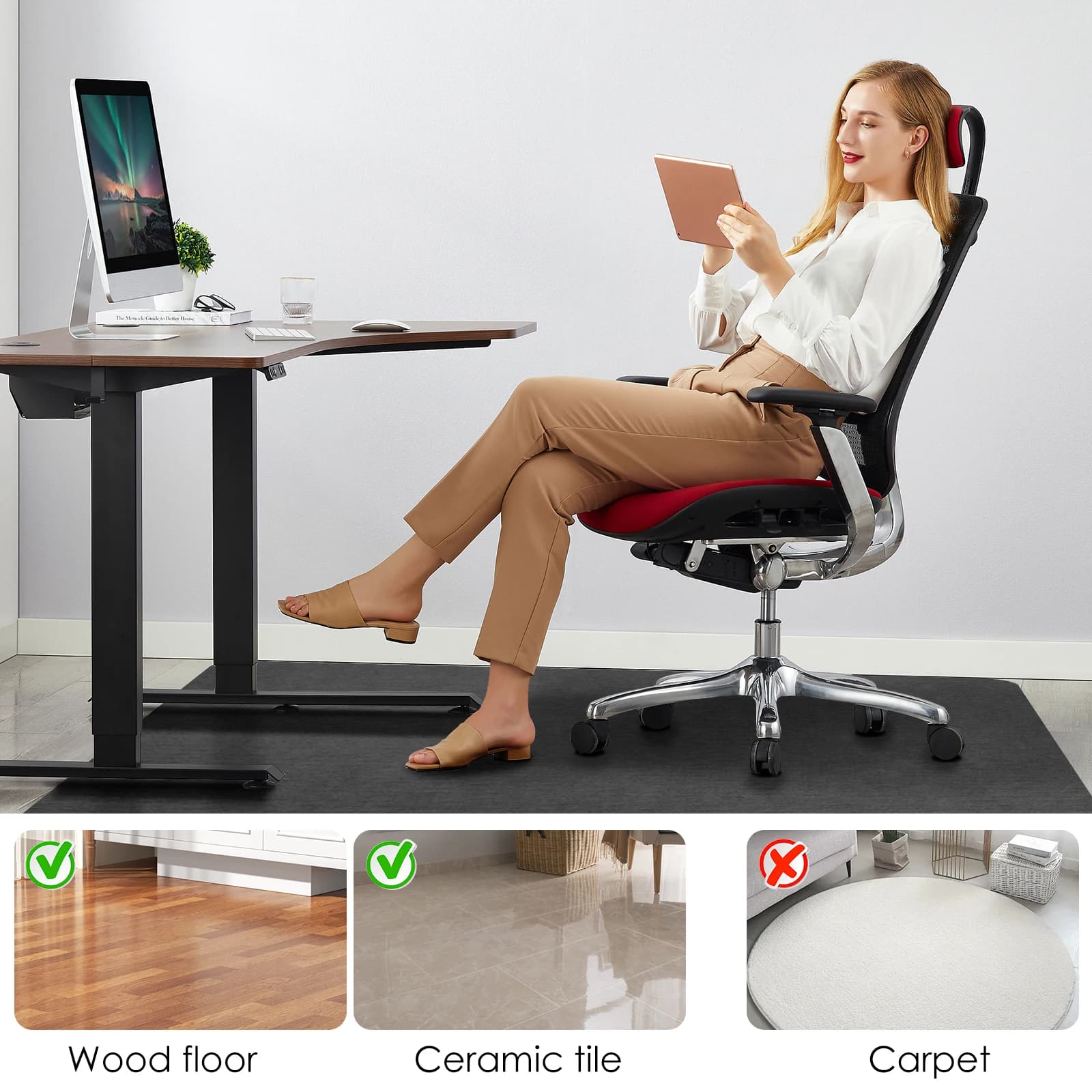 Office Rolling Chair Mat Anti-Slip Floor Protector