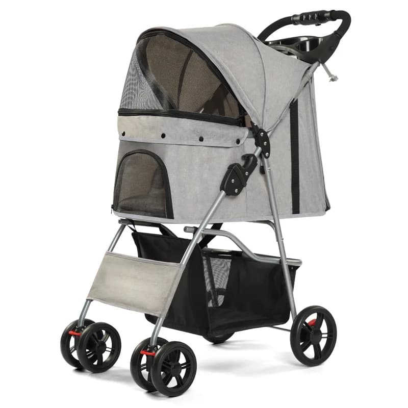 Foldable Pet Stroller with Safety Leash