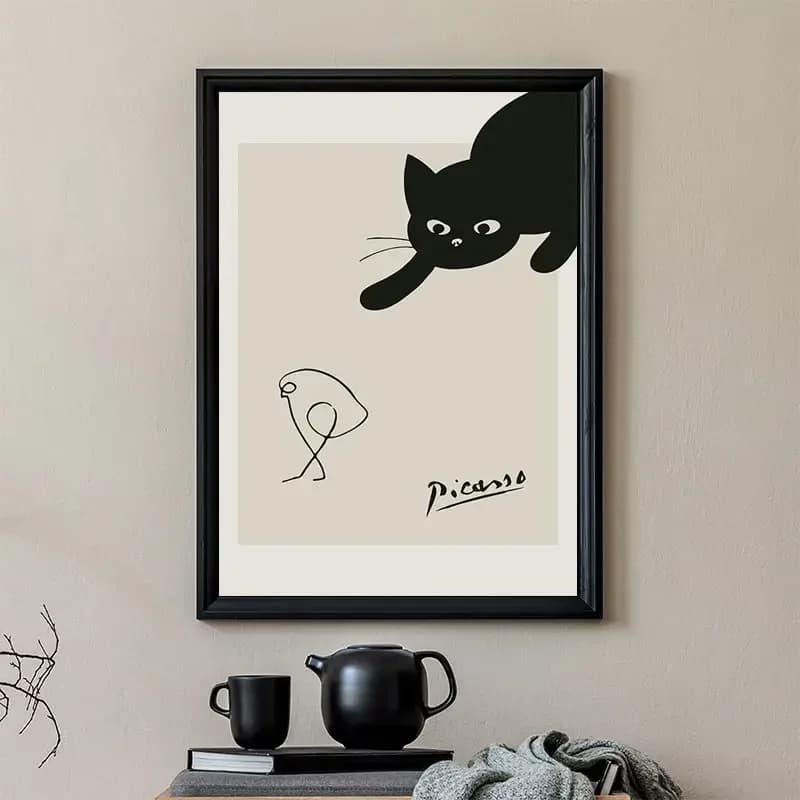 Picasso Abstract Black and White Line Art Print