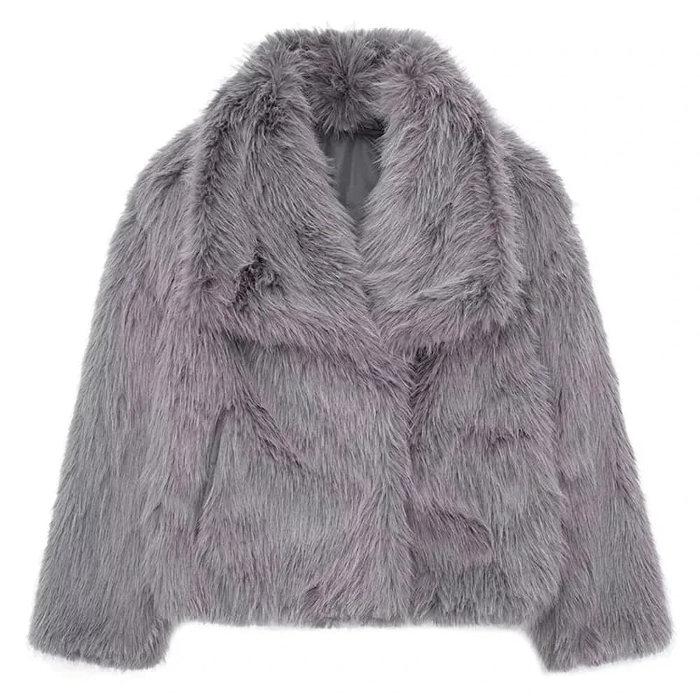 Women's Cropped Faux Fur Cardigan Coat
