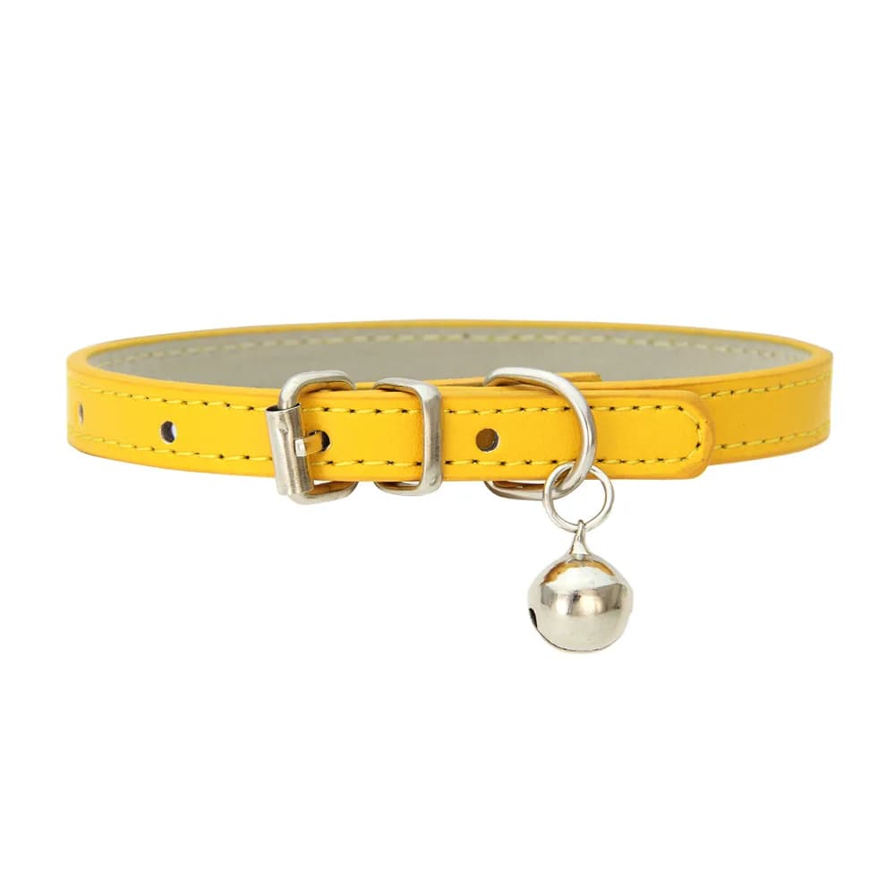 Adjustable PU Leather Cat Collar with Metal Buckle