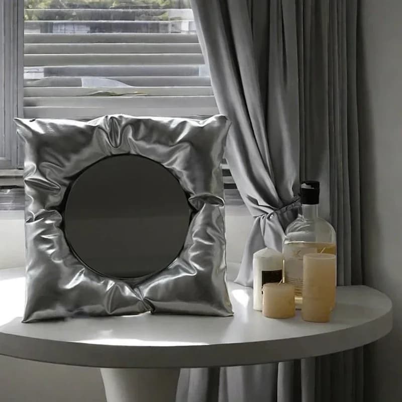 Square Silver Pillow Wall Mirror