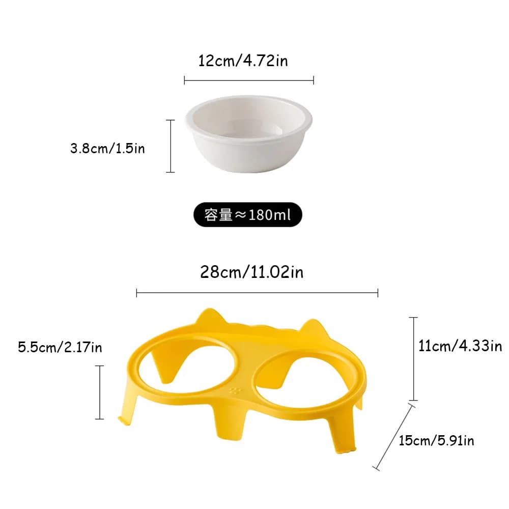 Ceramic Elevated Double Cat Bowl