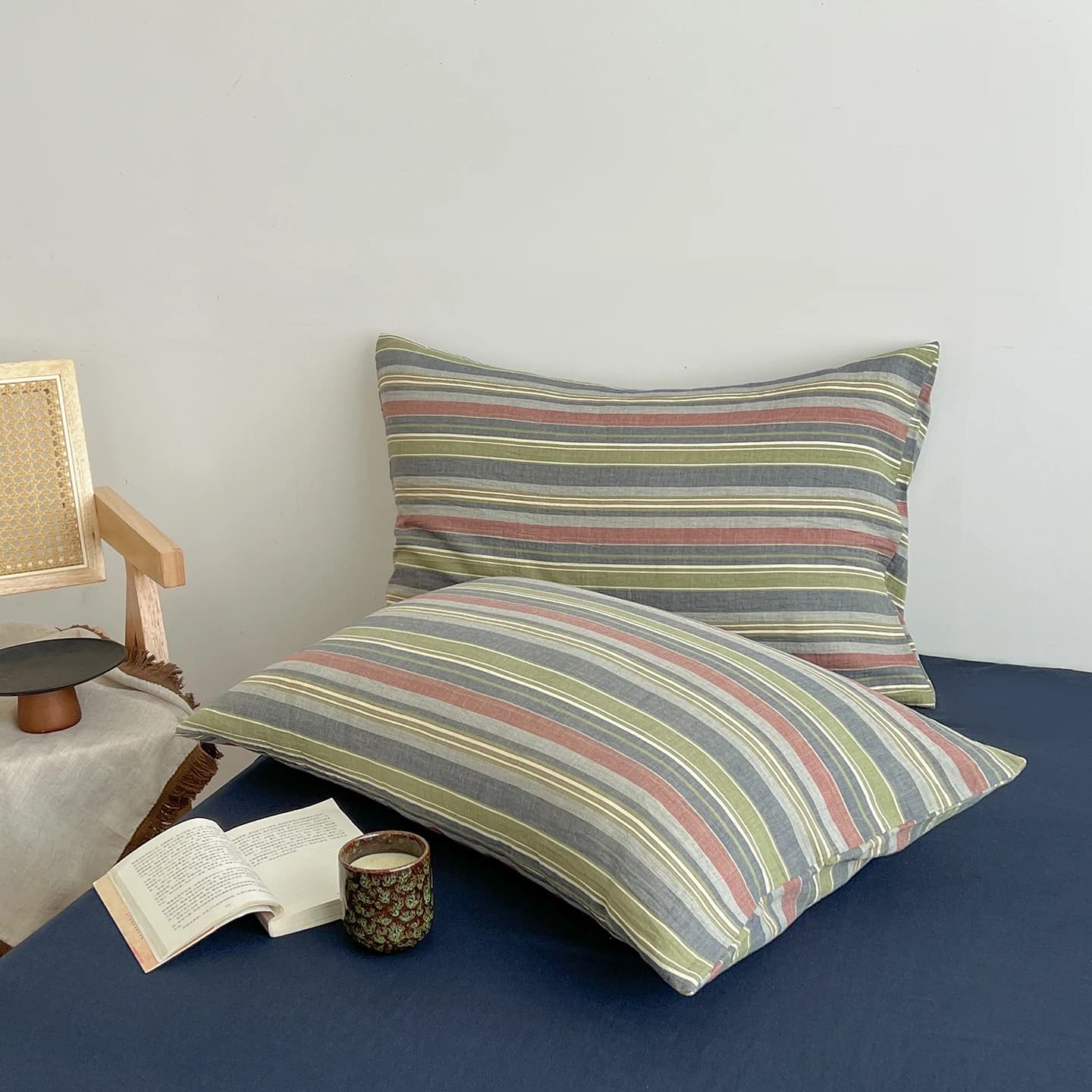 Korean Style Striped Bedding Set For Girls Boys Bed Linen Set Skin Friendly Fresh Printed Soft Duvet Cover Set Home Decorations