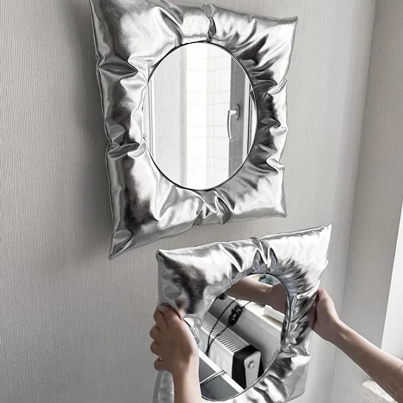 Square Silver Pillow Wall Mirror