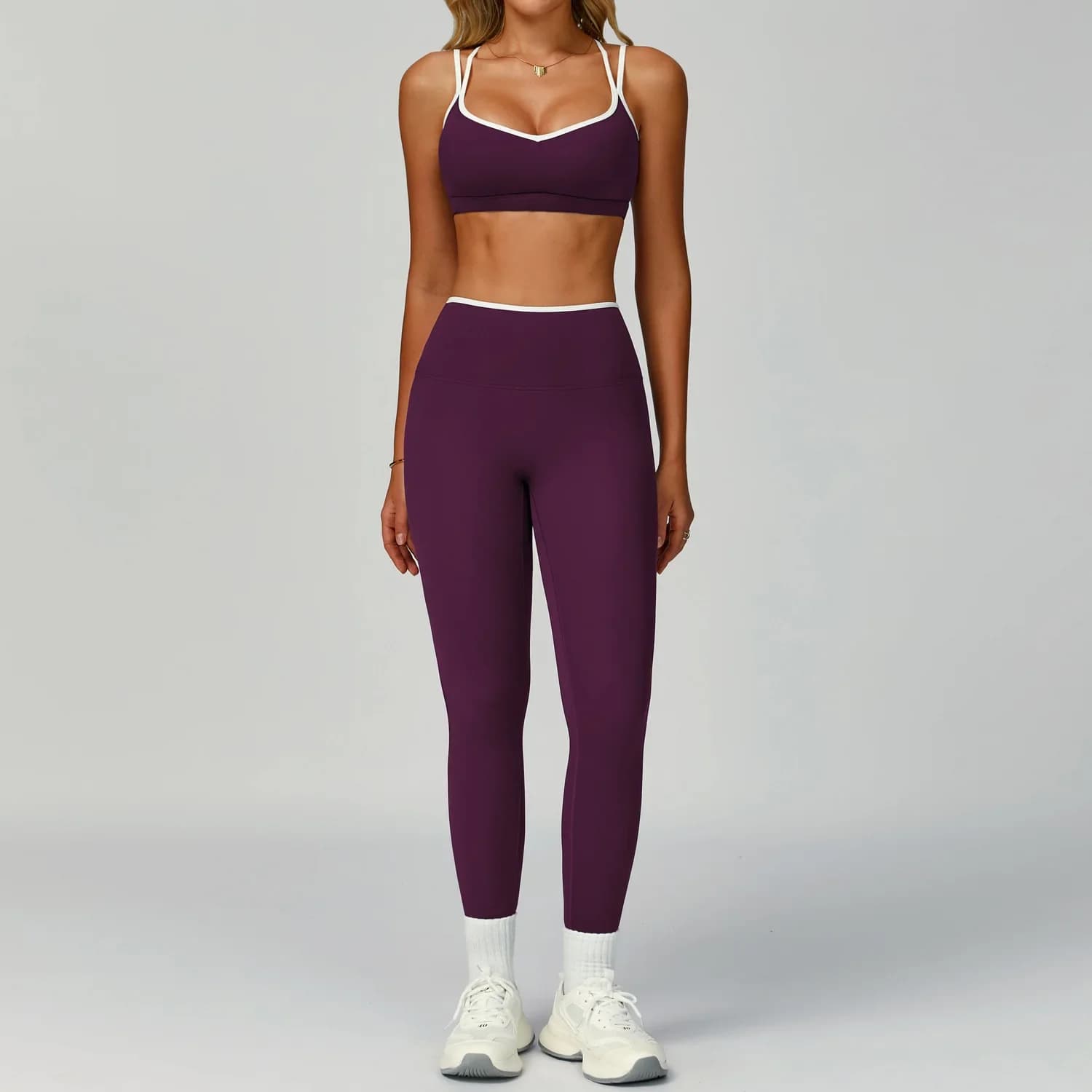 Yoga Sets 2 Pieces Workout Outfits Gym Tracksuit Fitness Sportswear High Waist Leggings Sports Bra Athletic Wear Women Clothes