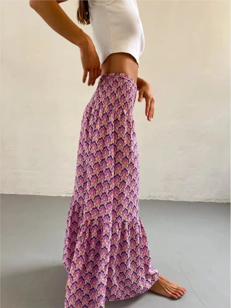 Women's Boho Floral Maxi Skirt