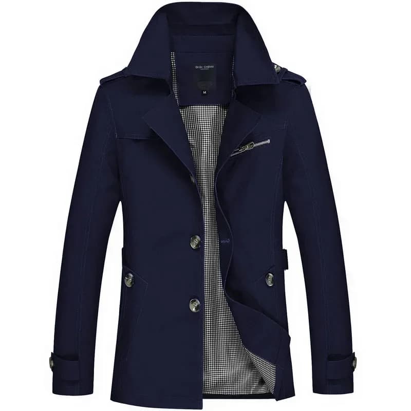 Men's Cotton Blend Windbreaker Trench Jacket