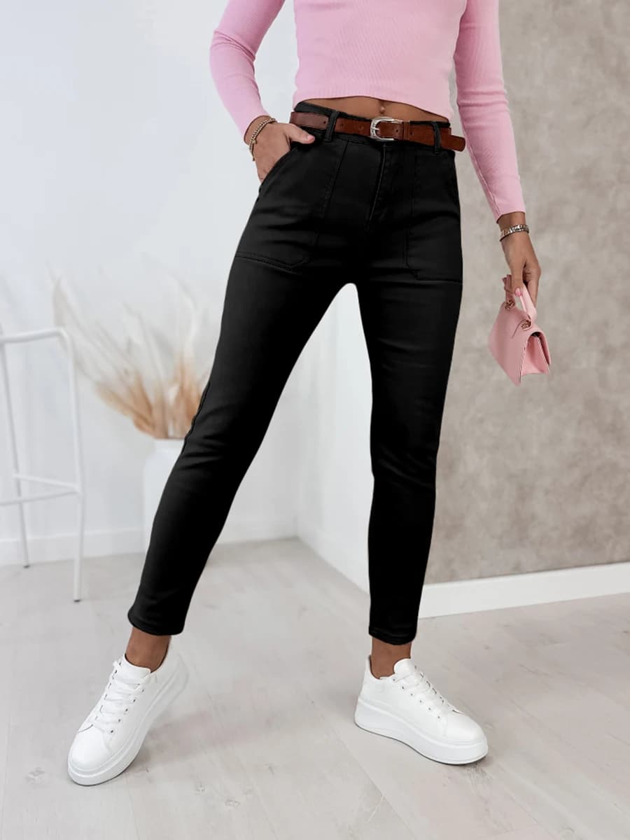Women's High Waist Black Slim Pencil Pants