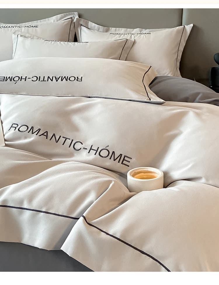 1 Set Cotton Bedding Set with Duvet Cover Bed Sheet Pillowcase Luxury  Bedsheet Solid Color King Queen Full Twin Size